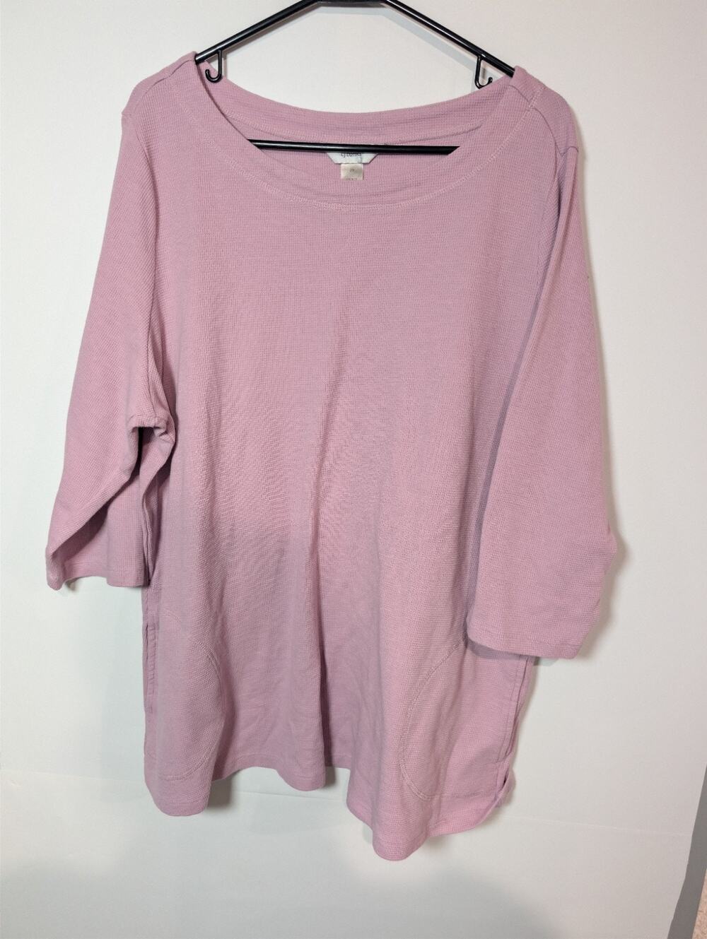 CJ Banks Casual Thermal Women's Size 2X Stretch Shirt Lilac Purple Tunic Pockets